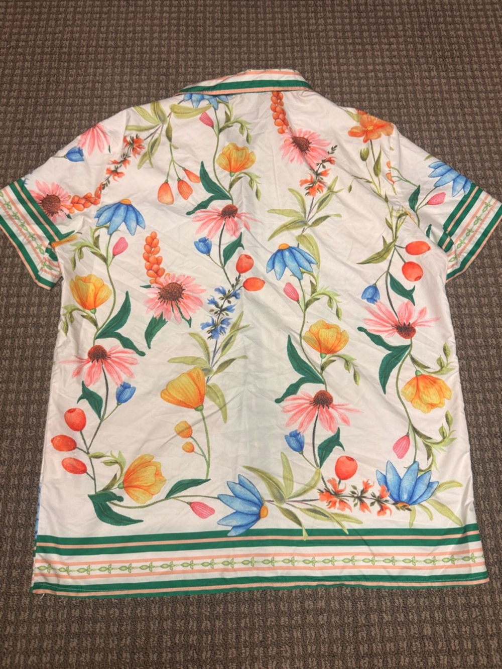 Manfinity Floral Botanical Camp Shirt Retro Resort Statement Button Front - Picture 2 of 5